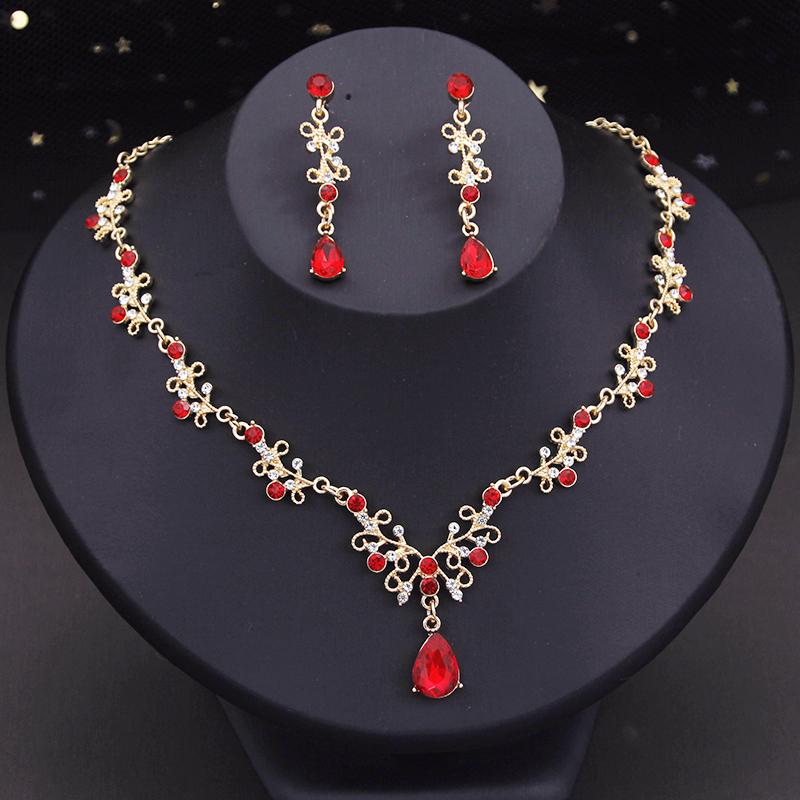 Strass-Kristall-Anhänger, Halskette, Ohrringe-Sets für Frauen, Modeschmuck, Hochzeits-/Abschlussball-Kostüm-Accessoires