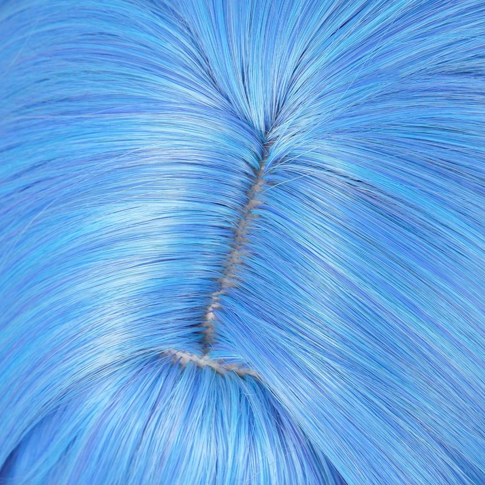 Short Straight Blue Synthetic Wigs with Bangs Anime Game Cosplay Fluffy Wig Heat Resistant for Daily Party