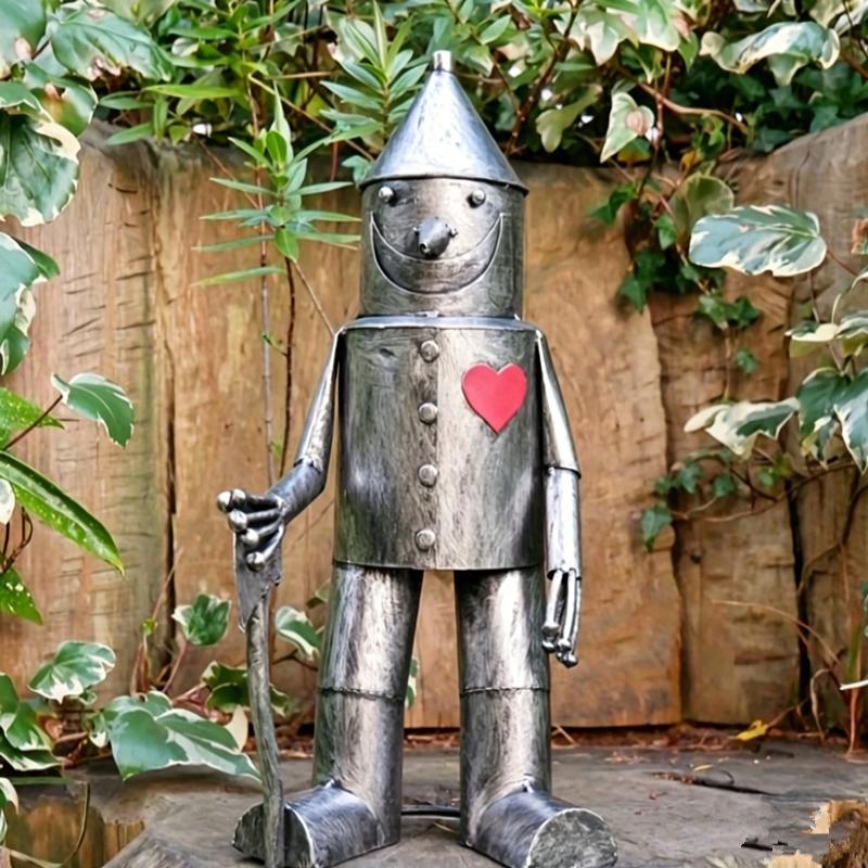 

Tin Man Outdoor Statue Resin Whimsical Garden Figurine Lawn Ornament Modern Yard Decor For Garden Decoration Sculpture серебряный