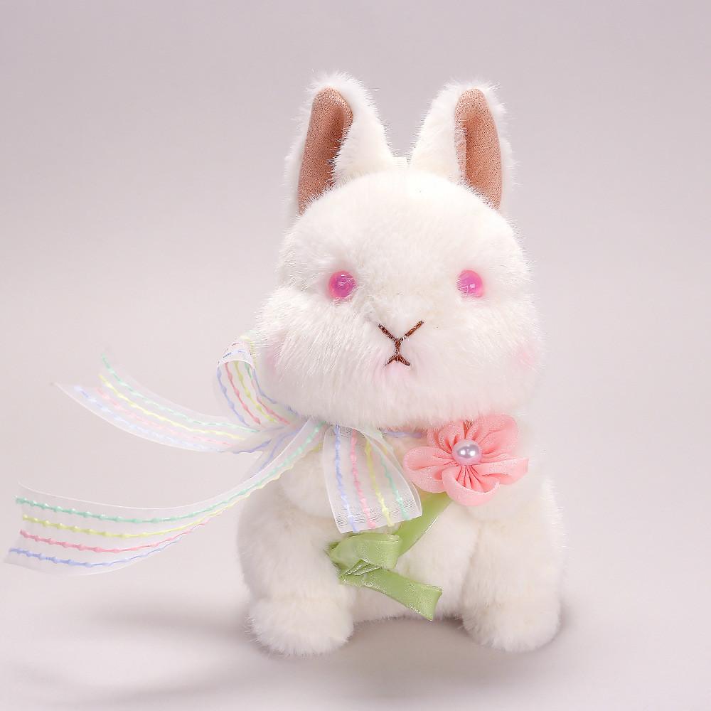 Plush Snowball Bunny Handheld Stress Relief Toy With Glasses For Kids And Adults