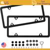 2 Pcs Stainless Steel US-Spec License Plate Frame with Square Holes and Slim Edges Includes Accessory Screws and Wrench US Size