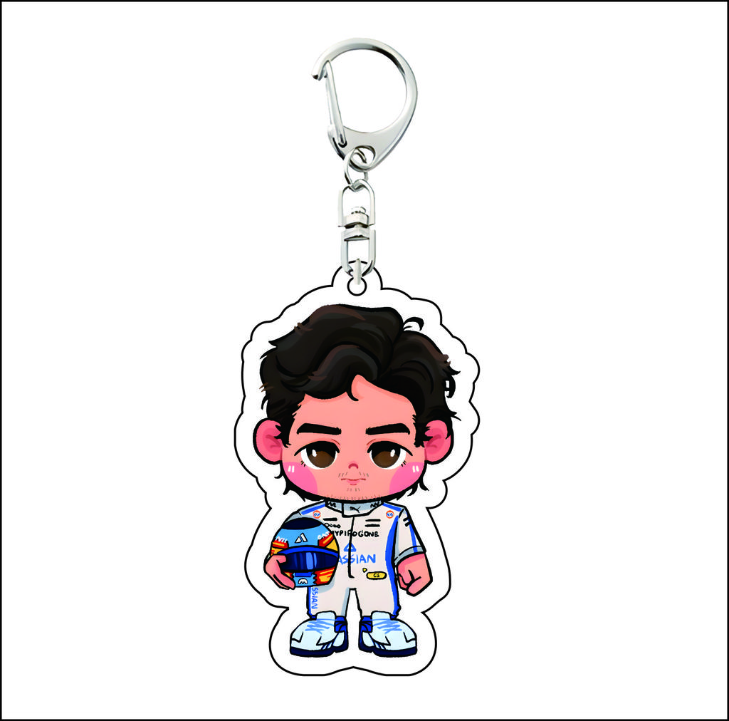 Anime závodník Formule 1 6CM roztomilý akrylový přívěsek na klíče LH/LL/MV/AKA/CL/LN/OP/AA/CS/LS/FA dekorace na tašku Perfektní vysoce kvalitní dárek pro fanoušky