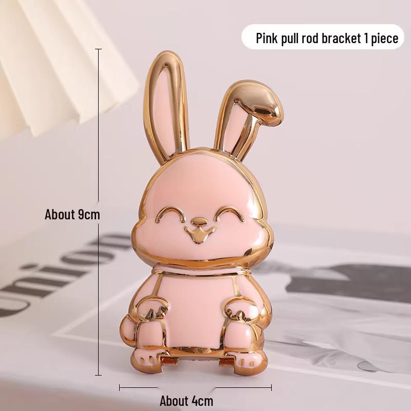 

Cartoon Rabbit Phone Stand: Invisible Adhesive Desktop Holder for Easy Viewing розовый