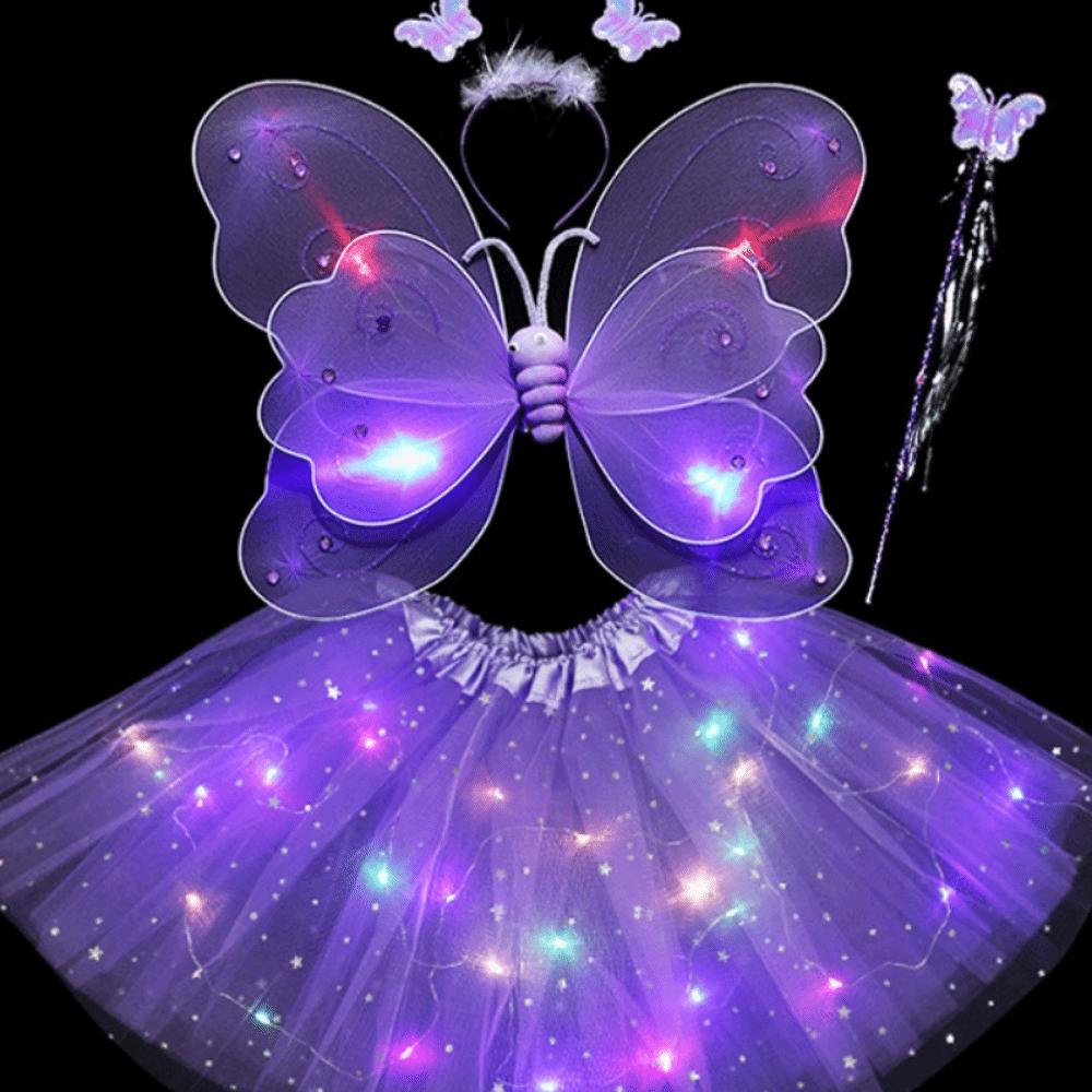 Funny Glowing Butterfly Wings Luminous Princess Dress Costume  Birthday Gift