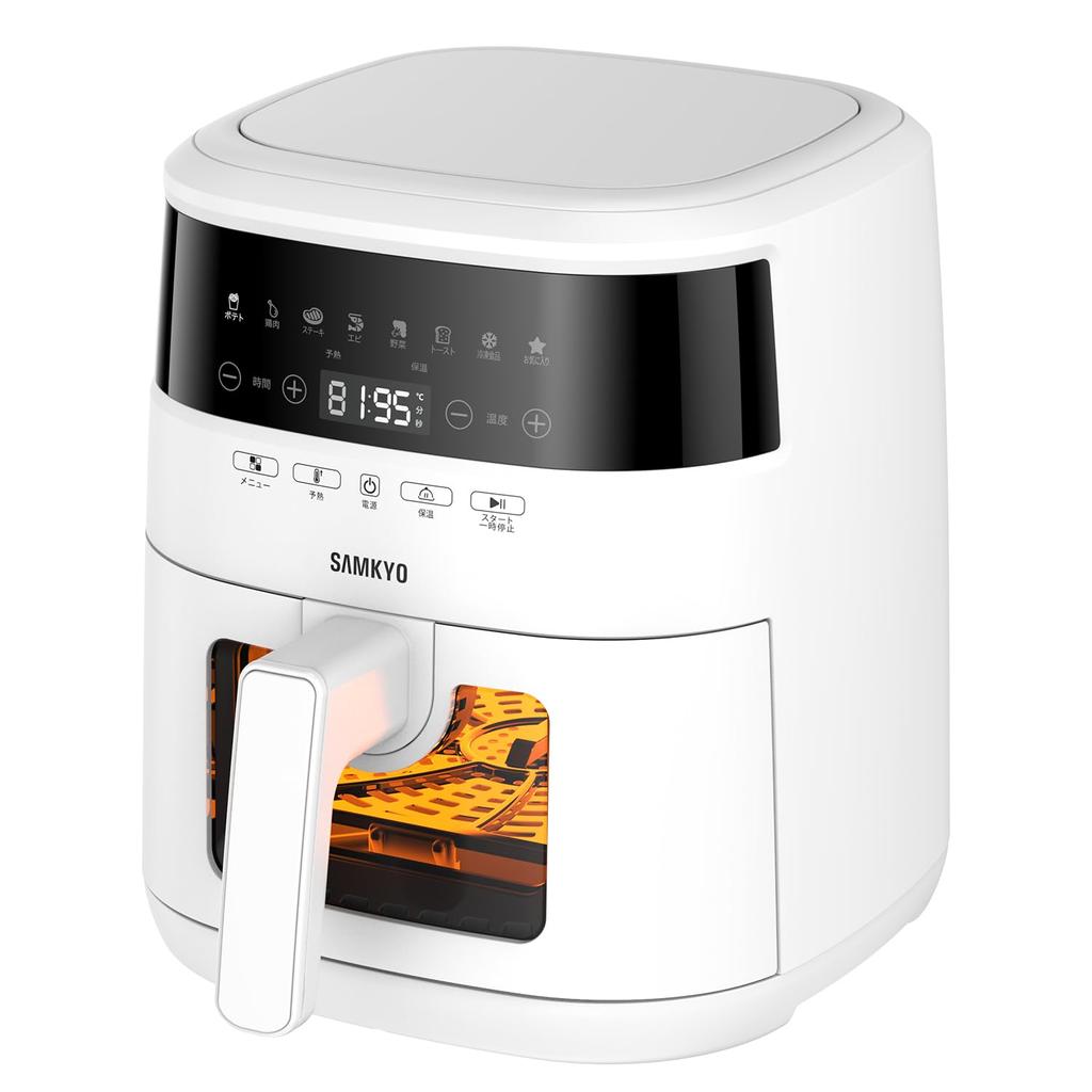 SAMKYO Air Fryer Visible Window Large Capacity for People Air Fryer Touch Panel Japanese Recipe Included Air Fryer Machine Fryer Fried Food Deli F40