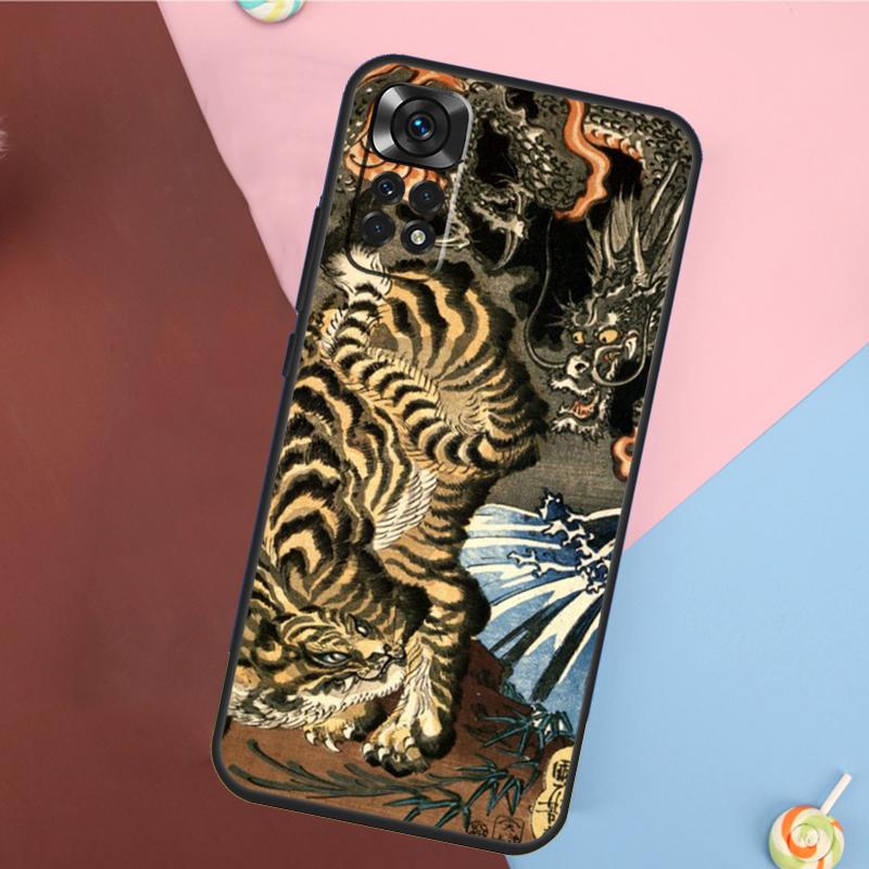 Cover Artistica Giapponese Ukiyo-e Pantera Tigre Per Xiaomi Redmi Note 14 13 12 9 10 11 Pro 9S 10S 11S 12S Redmi 14C 10C 12C 13C Custodia