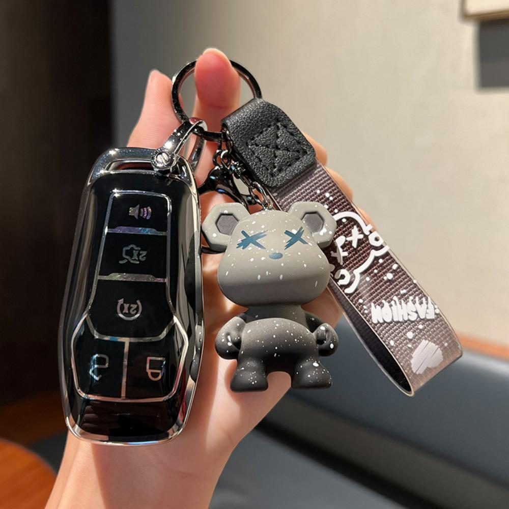 TPU Shell Fob Holder Keychain For Ford Fusion Mondeo Mustang F 150 Explorer Edge 2015 2016 2017 2018 Car Remote Key Case Cover
