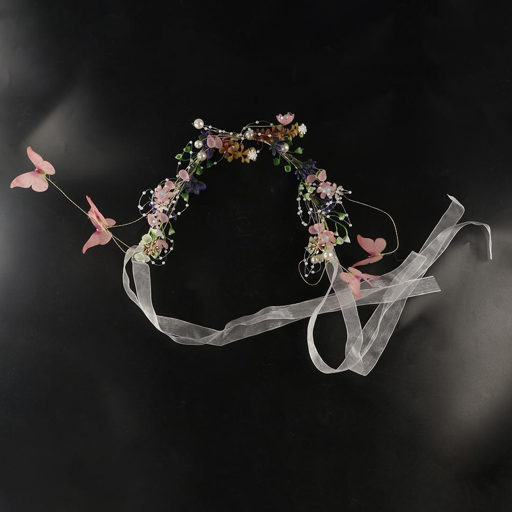 Imitation Pearl Children Headband Butterfly Girl Crown Birthday Crown Garland  Hanfu