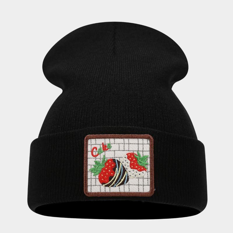 

Creative Macaron Dessert Cloth Label Knitted Hat Men s and Women s Fashion Trend Ear Protector Cold Hat Autumn and Winter Wool Hat M（56-58cm）