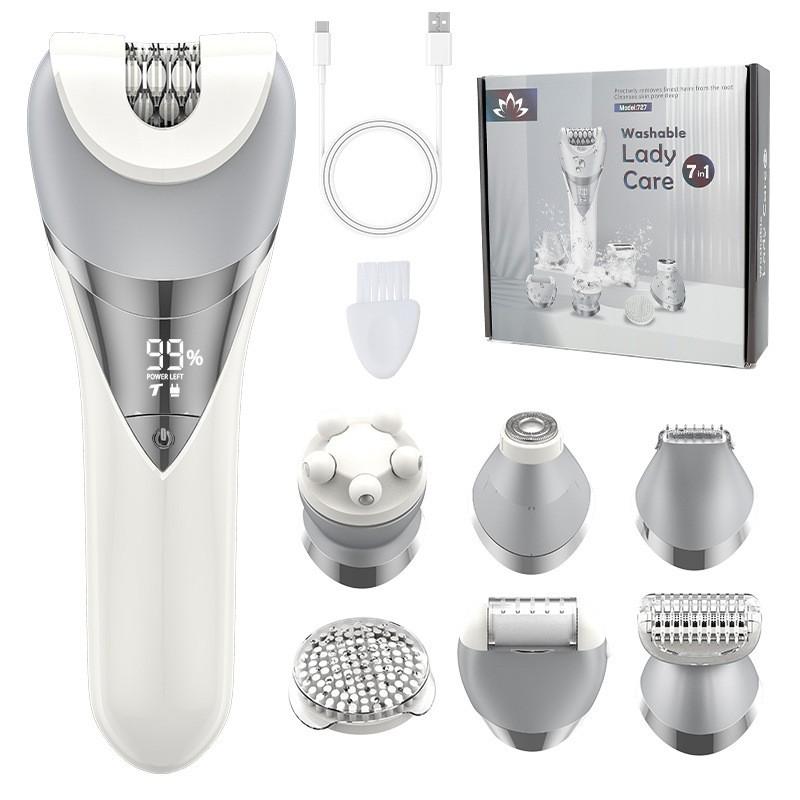 

Women s 7-in-1 Body Groomer: Trimmer, Shaver, Facial Cleanser, Razor, Electric Foot File. белый
