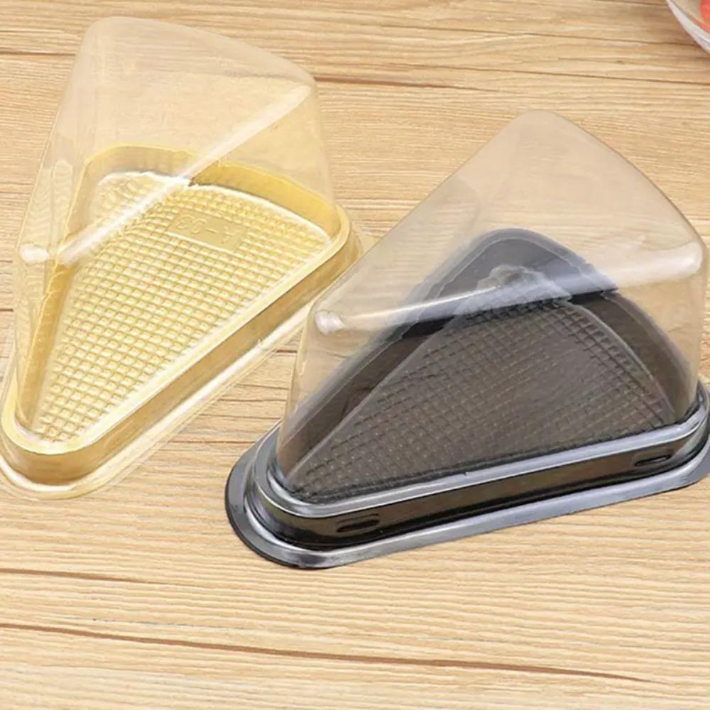 50Pcs Caixas de fatias de bolo de plástico Recipientes de sobremesa descartáveis Caixa de cheesecakes duráveis Padaria