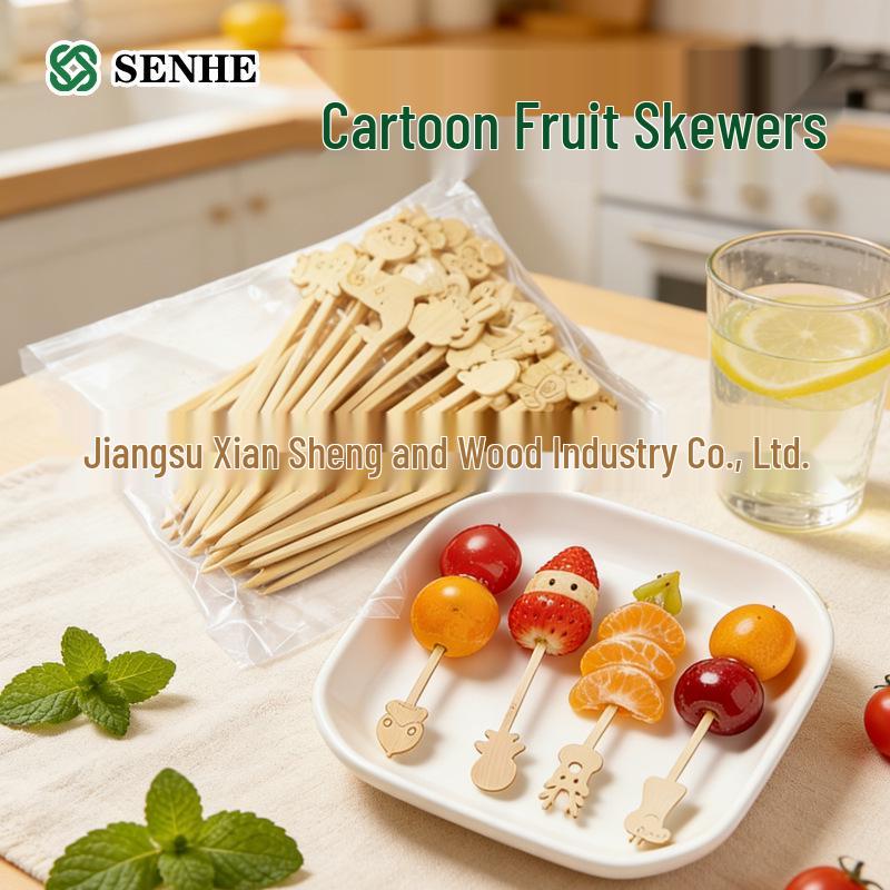 Cute Animal Bamboo Fruit Skewers for Tanghulu - 50 Pack