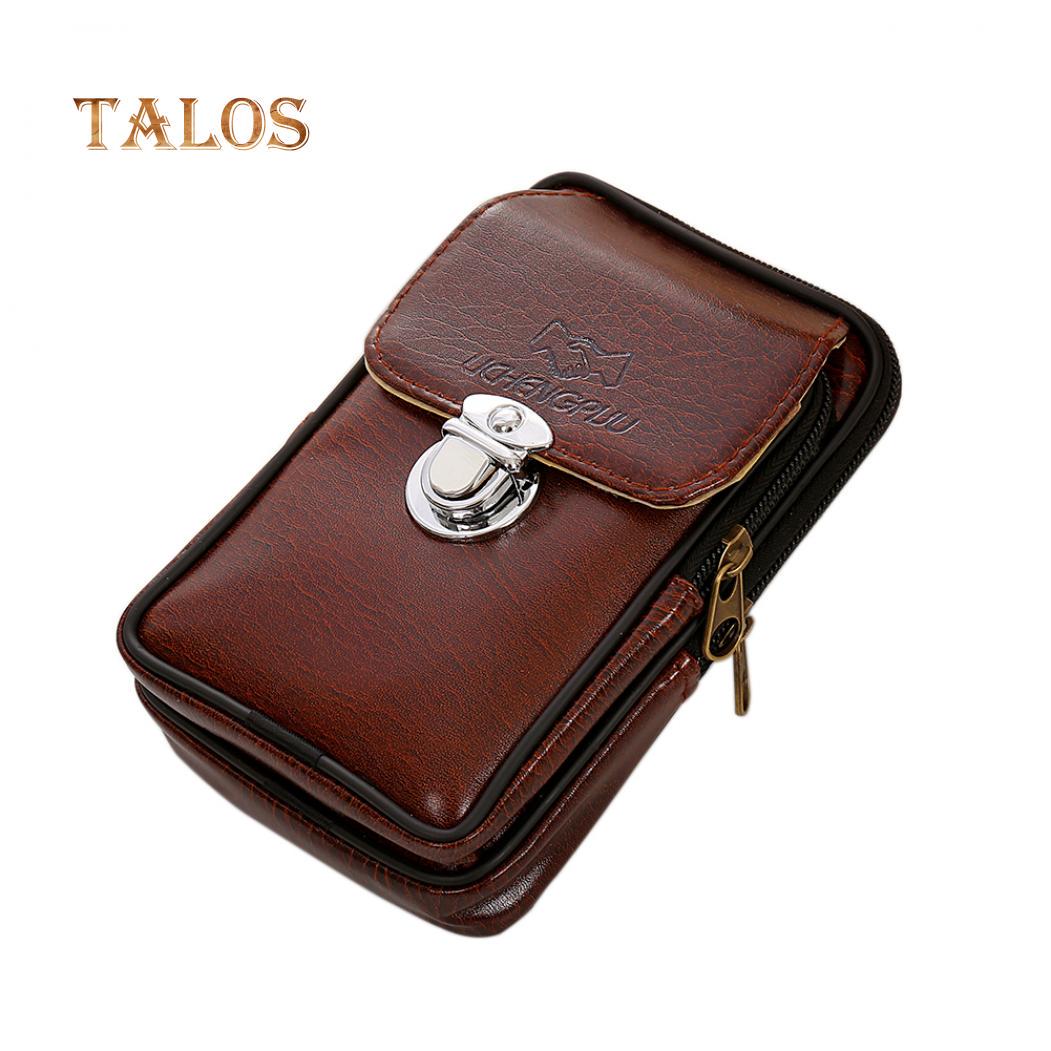 

Чоловічий вінтажний рюкзак із штучної шкіри на поясі на блискавці кавовий