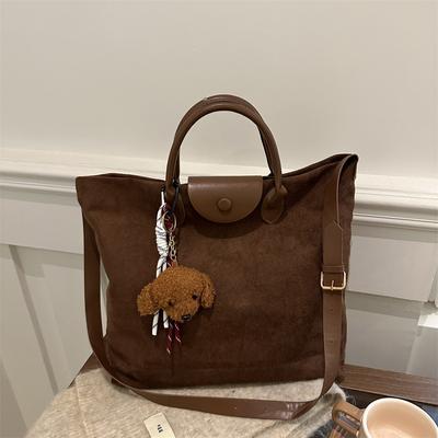 Frosted Large Capacity Autumn Solid Color Casual Retro Tote Bag Commuter Shoulder Messenger Handbag