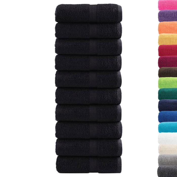 VidaXL Premium Washcloths SOLUND 10 Pieces Black 30 X 30 Cm 600 G/m² 137421