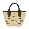Longchamp Le Panier Pliage Logo Embroidered Detachable Shoulder Strap Straw Texture Canvas Mini Shoulder Crossbody Tote Bag Women Bags 10206HCF292
