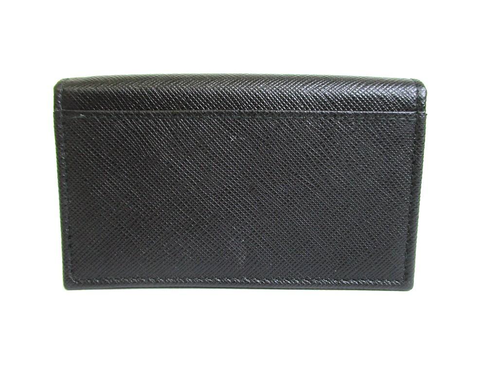 Authentisches PRADA Schwarzes Saffiano Leder Kartenetui Kartenhalter #b063 Geöffnete Schachtel