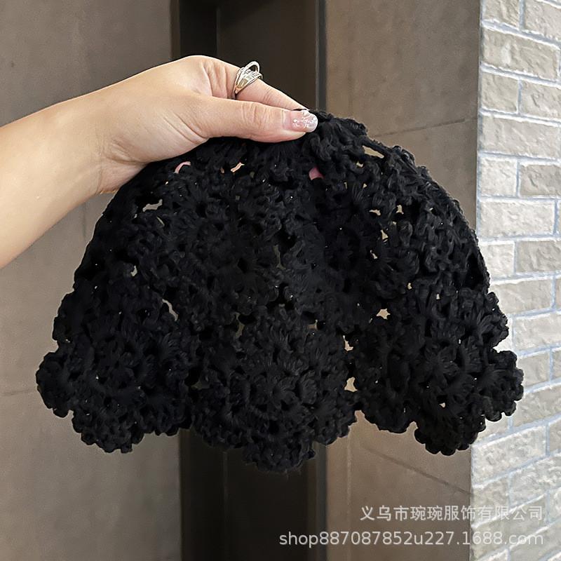 Knitted Floral Pattern Wool Hat For Women Spring Summer Breathable Fashion Accessory