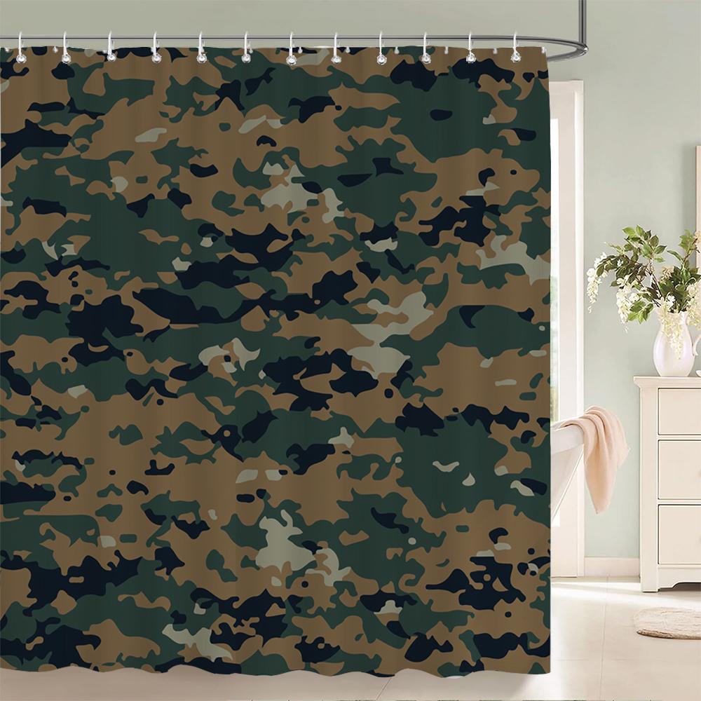 Green camouflage pattern Shower Curtains Waterproof Fabric Floral Bath Curtains For Bathroom Bathtub Curtain With Hooks