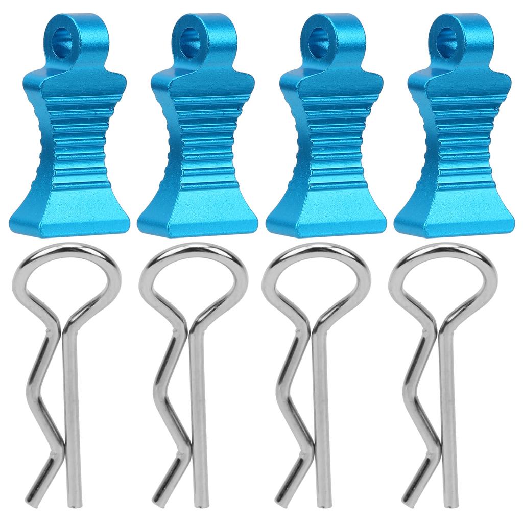 4pcs Aluminium Alloy RType Car Body Shell Clips Pin with Fixing Bracket for 1 10 RC Car(Blue )