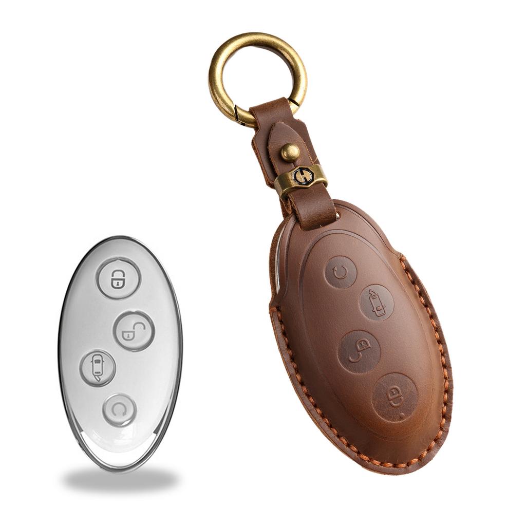 The New Retro Key Cover Is Suitable for Yuan Key Bag Cover, BYD 17 S7 Key Bag Cover, Purely Handmade Genuine Leather.