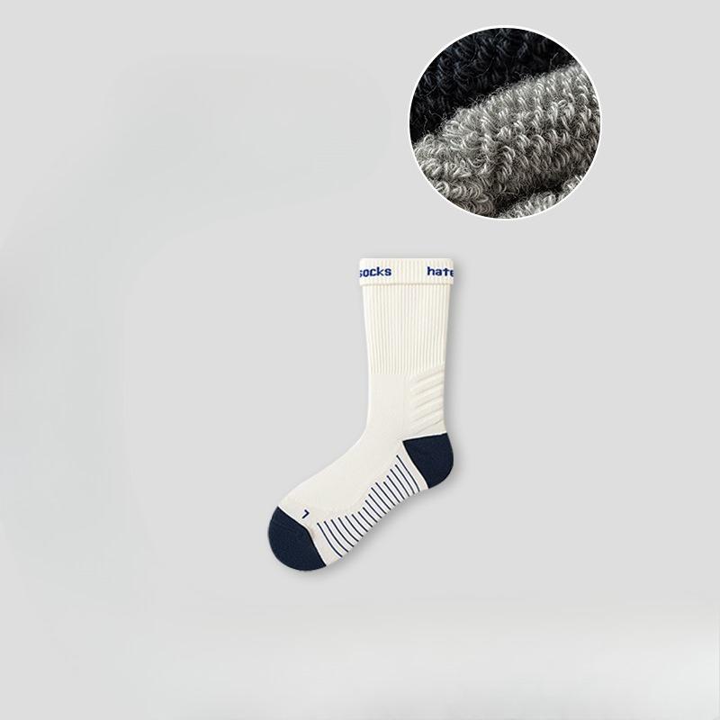 Men's Mid-calf Sports and Fitness Socks, Spring and Autumn Loop Sole Socks, Breathable and Sweat-absorbing Basketball and Running Cotton Socks