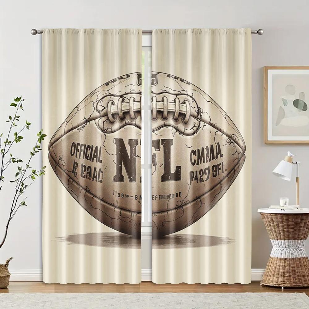 

2 pcs, filtering curtains (excluding rods, non-movable, without batteries) American football1backgroundsuitable for use in 29x65in(75x166cm)