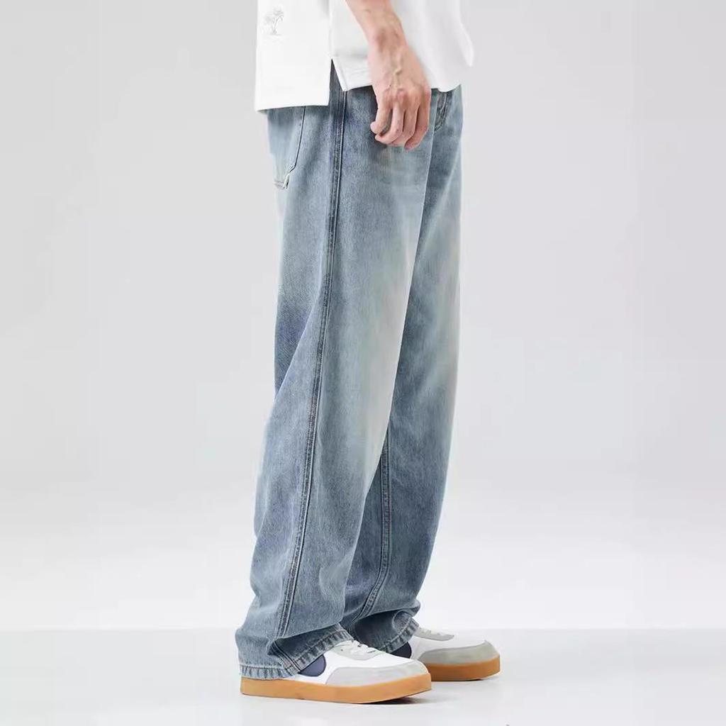 Men’s Fashion Lyocell Tencel Loose Wide-Leg Summer Jeans