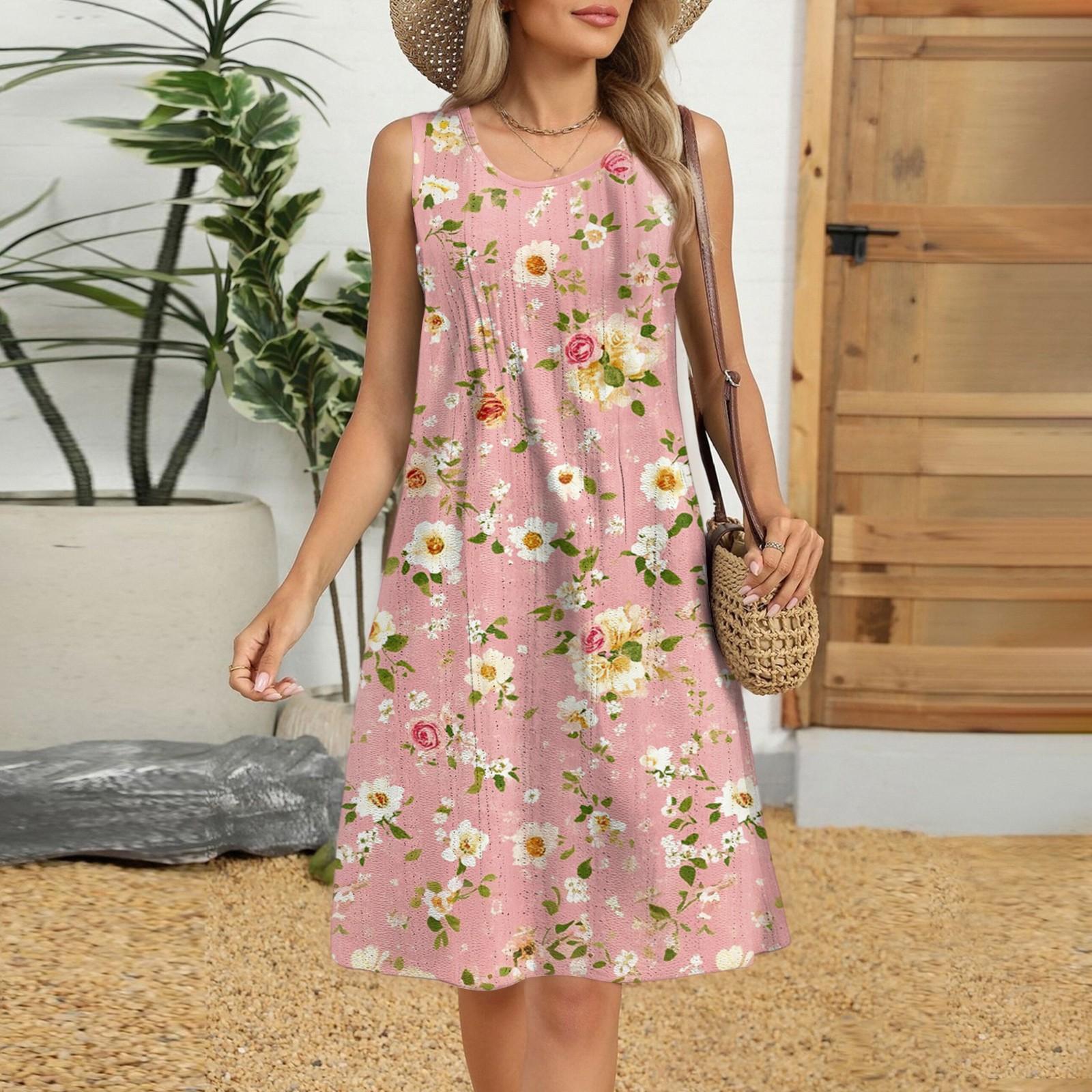 

Женское повседневное модное дышащее платье-жилет с цветочным принтом и карманами M