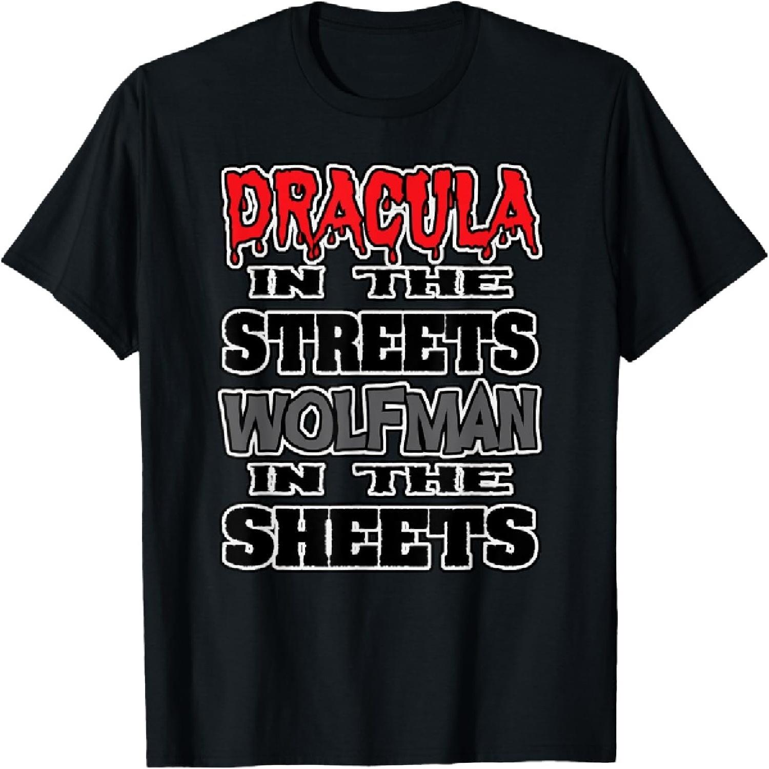 HALLOWEEN SHIRT DRACULA in the STREETS WOLFMAN in the SHEETS XXXXXL разноцветный