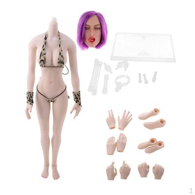 Figura de acción pálida de cuerpo Flexible femenino 1/6 con escultura de cabeza de pelo corto + modelos de mano de pies de Bikini