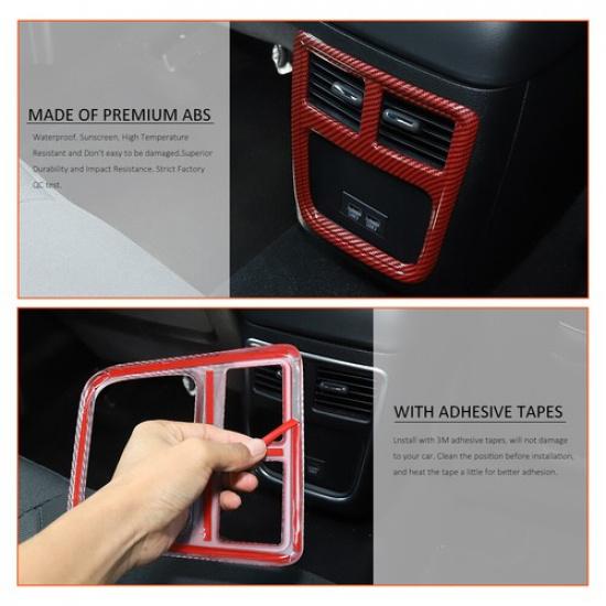 Car Rear Air Outlet Vent Trim Cover Frame for Dodge Charger Red Carbon Fiber ABS