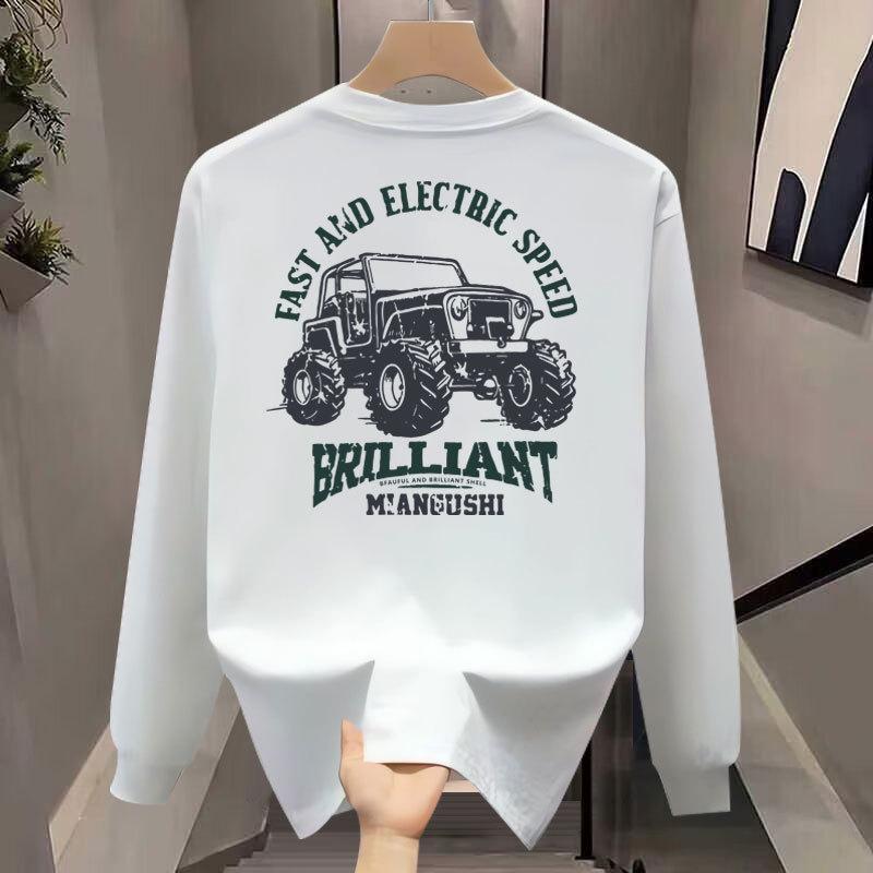 American Cotton T-Shirt Men'S Business Long-Sleeved Fashion Trend Top Autumn And Winter Men'S And Women'S Crew Neck Sweater