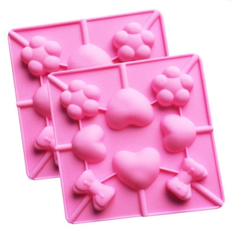 Heart Shaped Lollipop Universal Mold Chocolate Cake Biscuit Mold Baking Tray Stick Children's Mold Silicone