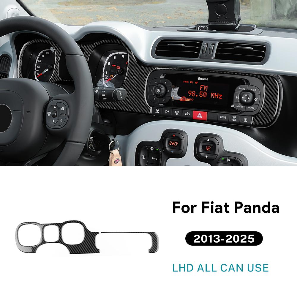 Real Soft Carbon Fiber Sticker For Fiat Panda 2013-2019 2020 2025 2025 2025 2025 2025 LHD RHD Car Air Outlet Instrument Panel