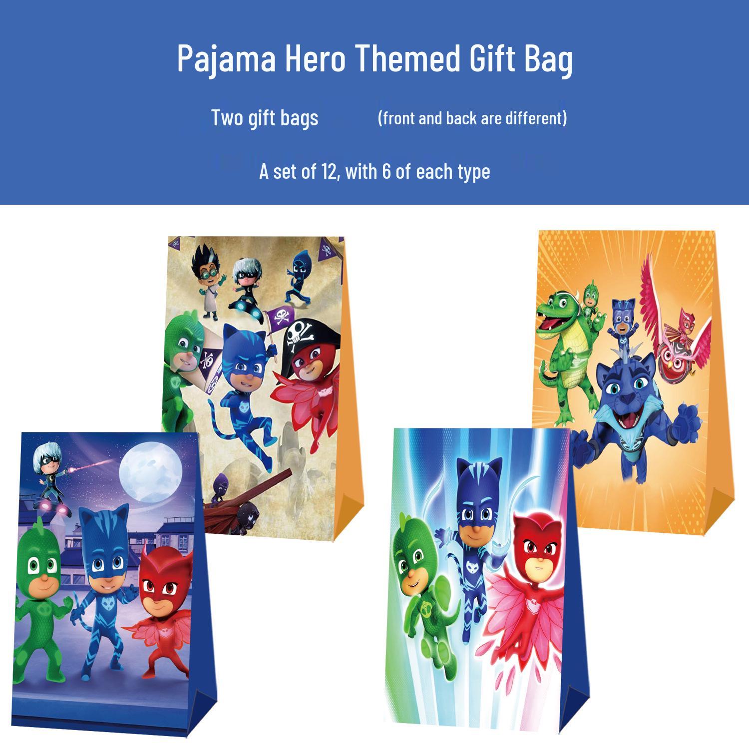 In-stock Little Hero Festival Birthday Party Gift Bags - Kraft Paper Pajama Scene Decoration Candy Bags
