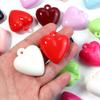 5pcs Heart Acrylic Beads 32X35mm Candy Color Baking Paint Hanging Hole Heart Loose Beads For Jewelry Making DIY Bracelet Pendant
