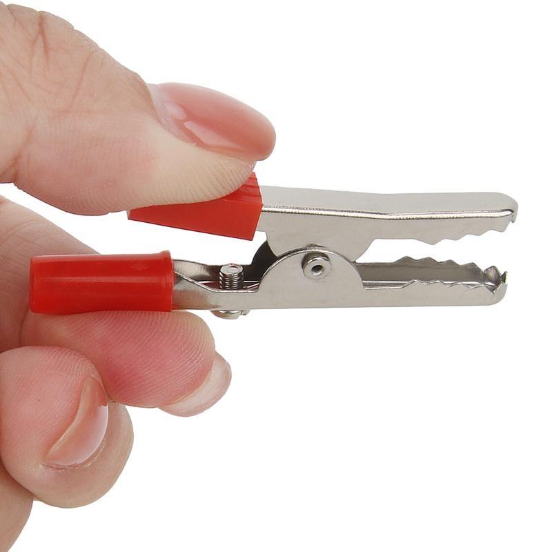 10pcs Plastic Handle Test Probe Metal Alligator Clips Connector Connect Socket Plug for Battery