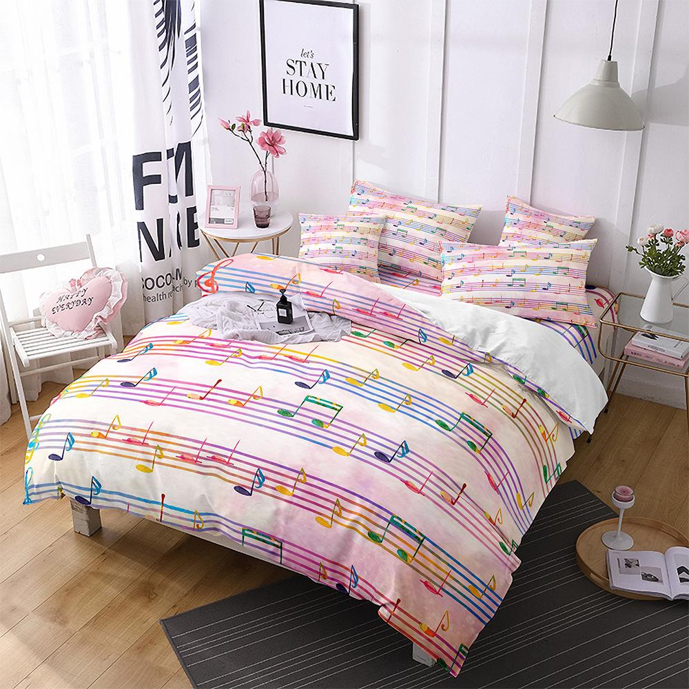 Music Theme Polyester Duvet Cover Set 3D Guitar Piano Bedding Set King Queen Twin Full Size for Kids Boys Girls Room Decoration