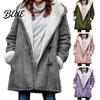 Lady Thick Coat Women Fall Winter Hooded Soft Plush Long Sleeve Mid Autumn Jacket Length Windproof Cold Resistant Buttons Loose Pockets