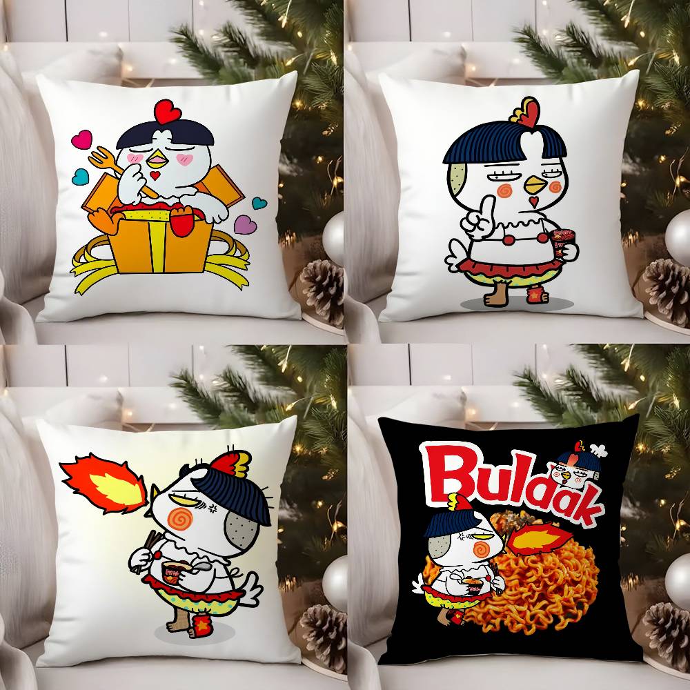 Kwaii Anime B-Buldak RameSn Povlak na polštář Plyšová látka Měkký oboustranný potisk Domácí pohovka Vysoce kvalitní povlak na polštář Přehoz