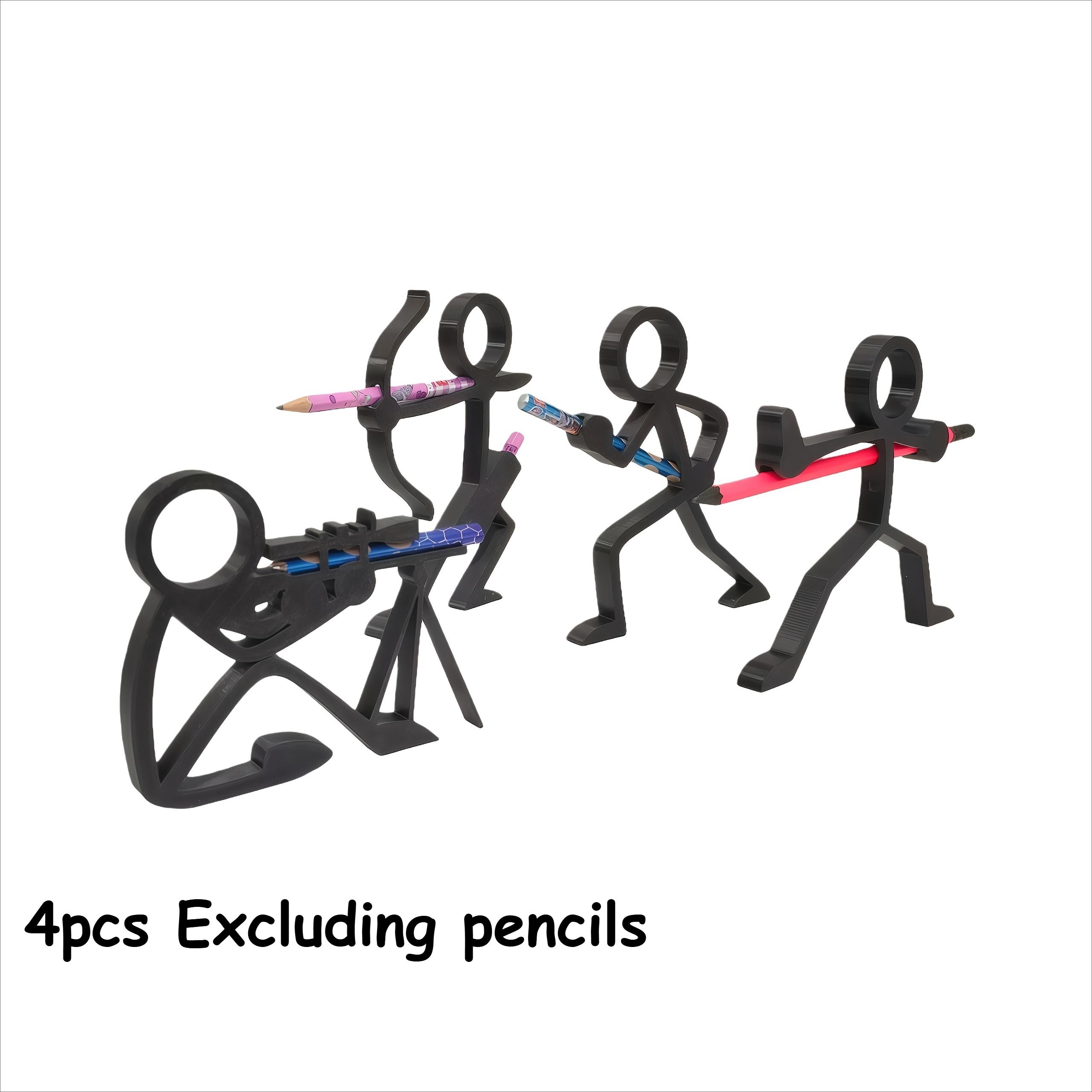 

4pcs 3D Printed Stick Figure Pencil Holders, Pen Stands, Pen Containers, Desktop Ornaments, Stationery, And Desktop Sculptures