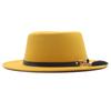 Nouveau chapeau haut de forme à dessus plat pour l'automne et l'hiver, accessoires en fourrure de lapin, chapeau en laine, chapeau panama jazz, chapeau en feutre à larges bords