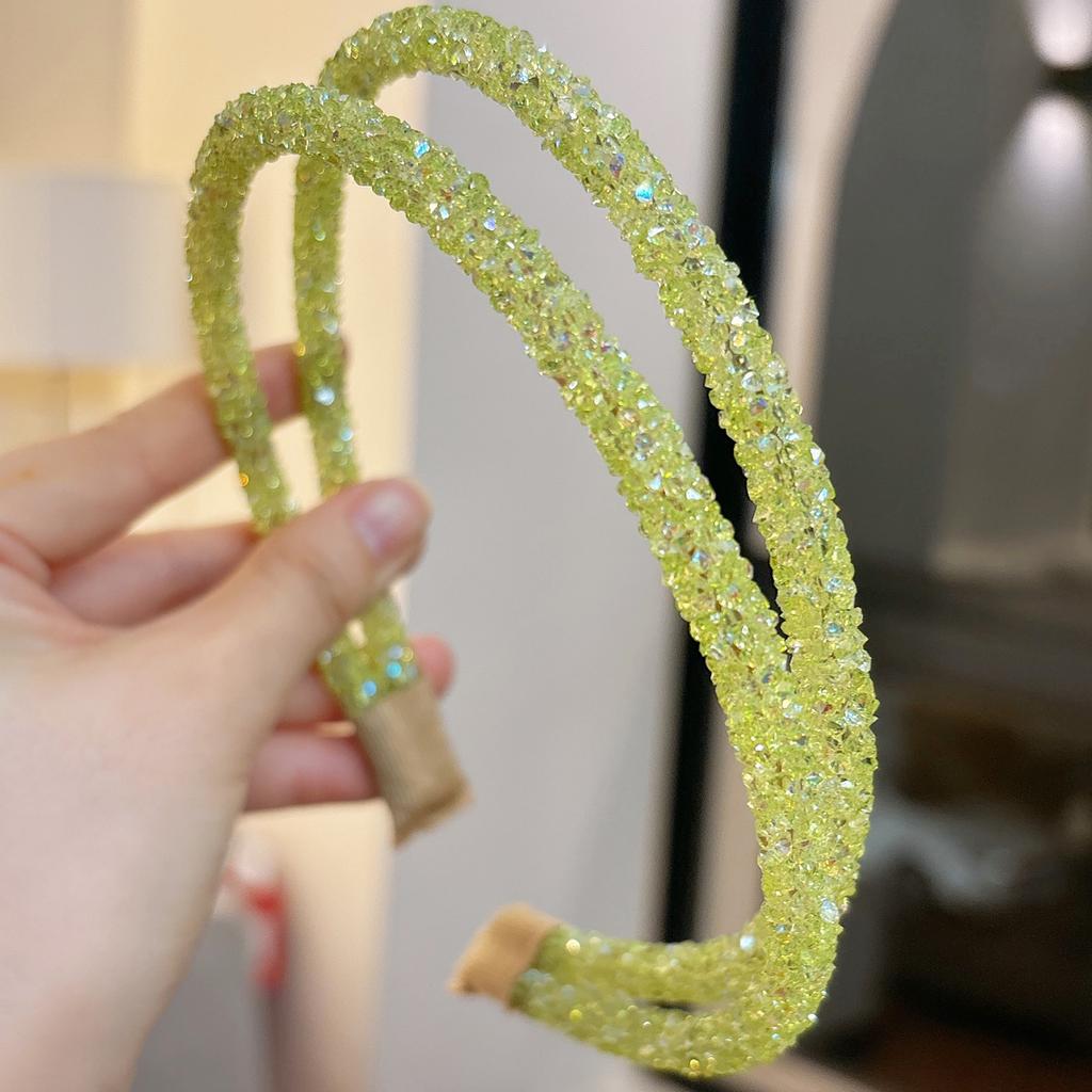 1PCS Fashion Candy Color Rhinestone Hairband For Women Girls Full Diamond Super Flash double Crystal Side Hair Band Headband
