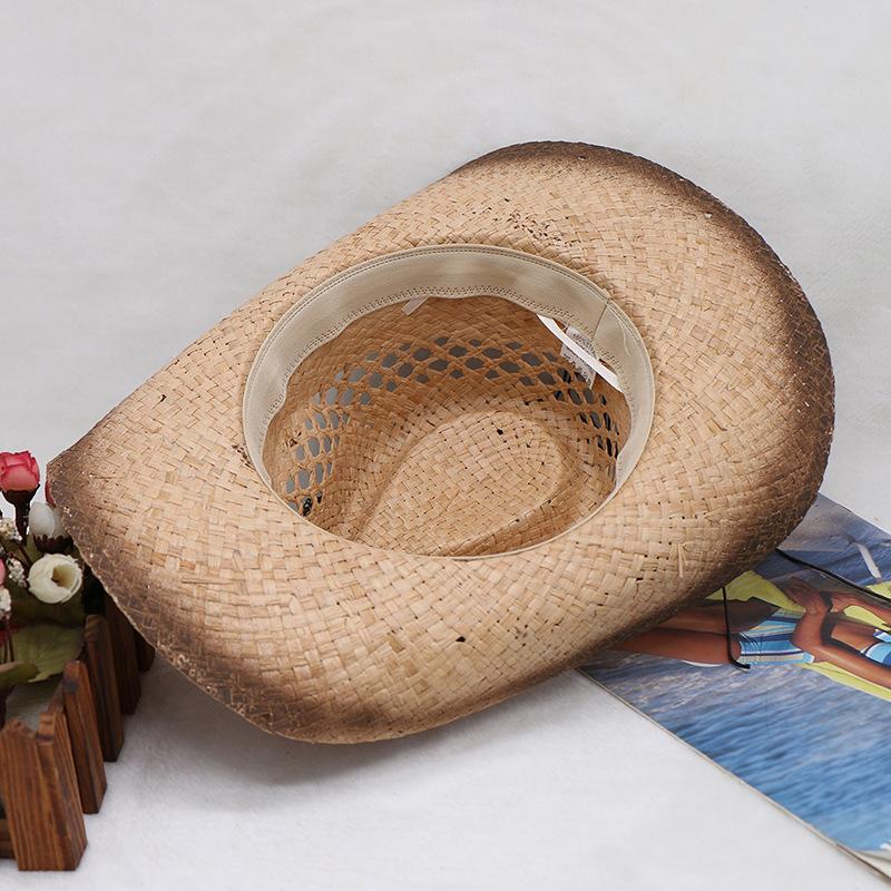 Independent Station Large Brim Raffia Summer Men'S And Women'S Cowboy Hats Sunshade Breathable Crimped Straw Hats