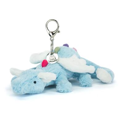 Jellycat Sky Dragon Bag Charm Baby Blue White Wings Soft Plush Keychain