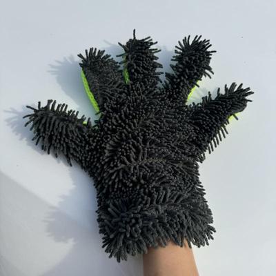 Guantes de Lavado de Coche Impermeables de Doble Cara - Microfibra de Coral de Cinco Dedos para Enjabonar y Encerar