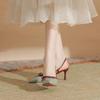 Popular bow pointed head thin heel high heel single shoes with bag head sandals sexy super fairy high heels