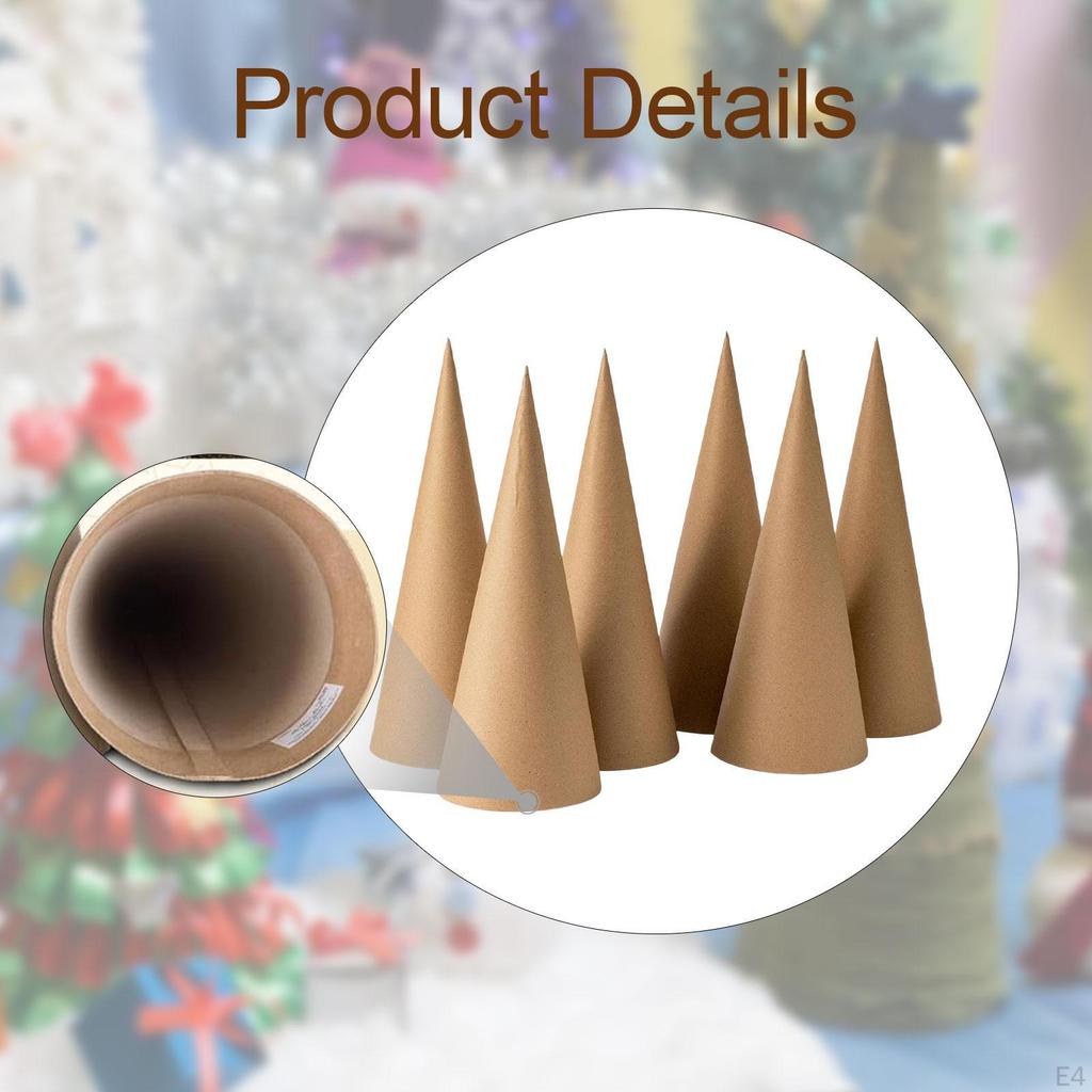 6 Open-bottom Paper Mache Cones, Imaginative Decoration for Crafts, Painting, And Party Hat