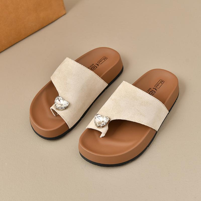 Mode Femmes Ballerines Pantoufles Sandales Cristal Entre-doigt Nouvelles Chaussures de Mode Designer 2025 Été Décontracté Bout Ouvert Tongs Femme Sandales